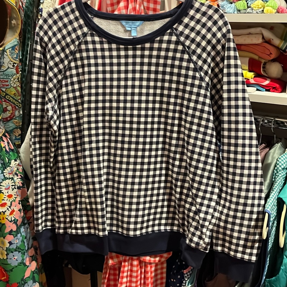 Draper James blue gingham sweatshirt
